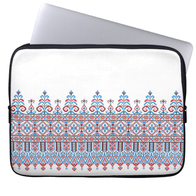 Cross-stitch design laptop sleeve (Front)