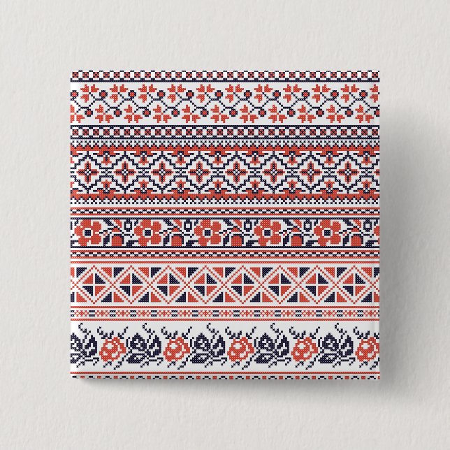 Cross-stitch design Patterns Button (Front)