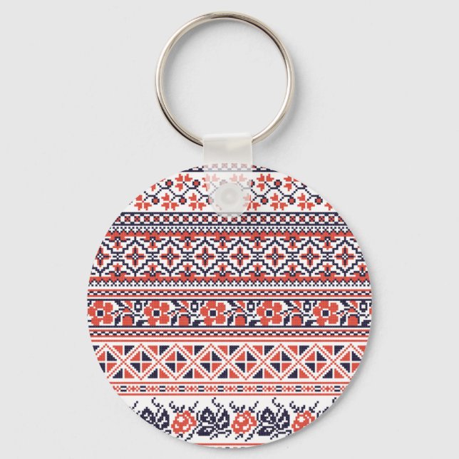 Cross-stitch design Patterns Keychain (Front)