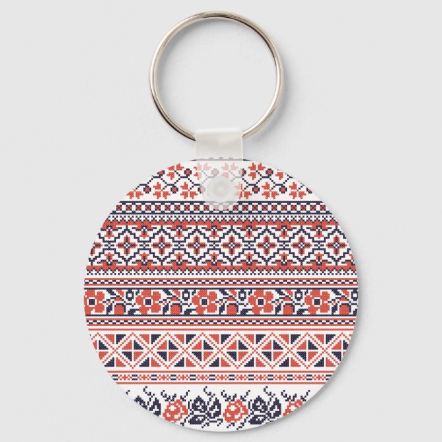 Cross-stitch design Patterns Keychain (Front)