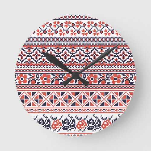 Cross_stitch design Patterns Round Clock