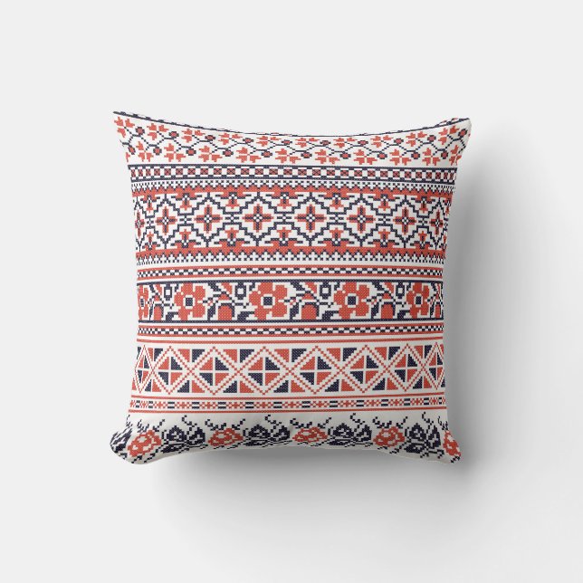 Cross-stitch design Patterns Throw Pillow (Front)