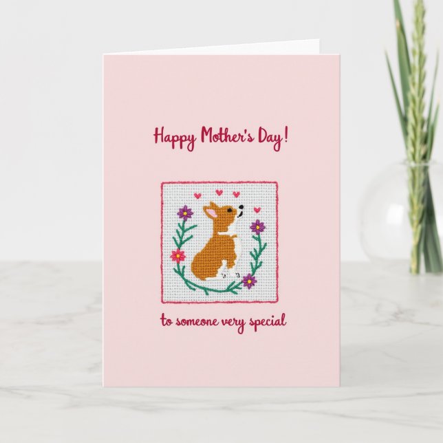 Cross Stitch Dog Mothers Day Card (Front)