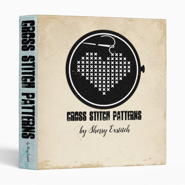 Cross stitch embroidery hoop heart needle thread b 3 ring binder (Front/Spine)