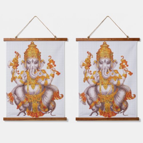 Cross Stitch Faux Embroidery Pattern  Ganesh   Hanging Tapestry