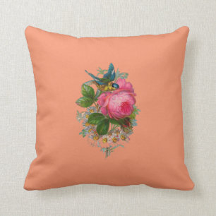 Cross Stitch Floral View Throw Pillow