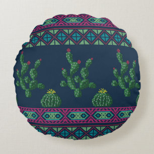 Cross stitch flower embroidery cross-stitch floral round pillow