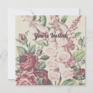 Cross Stitch Flowers  Invitation