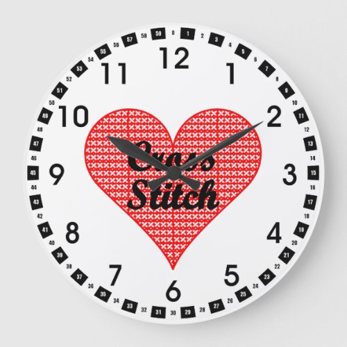 Cross Stitch Heart  Mug Large Clock