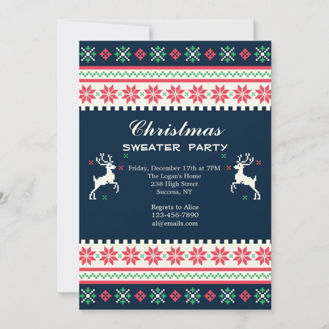 Cross-Stitch Holiday Invitation (Front)