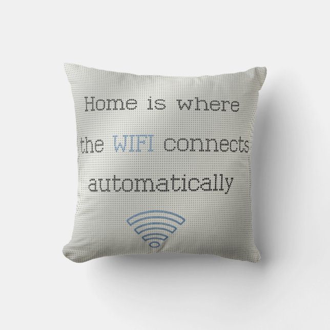 Cross Stitch Home WIFI Throw Pillow (Front)