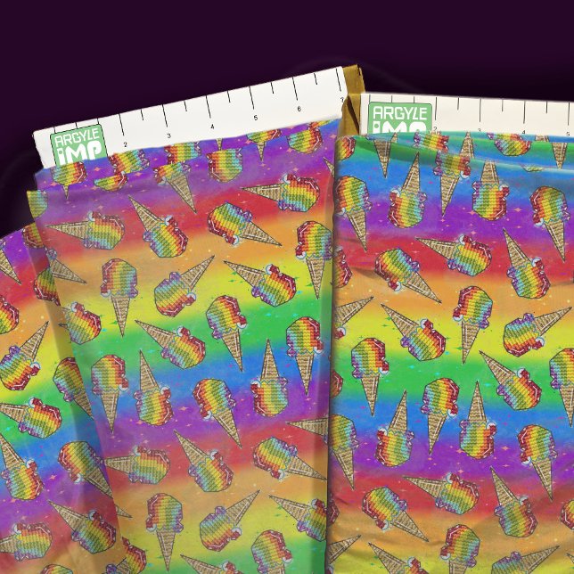 Cross Stitch Ice Cream Craftcore - Rainbow Fabric (close-up with ruler)