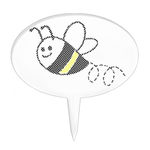 Cross Stitch Pattern Print Cute Bee Baby Shower Cake Topper