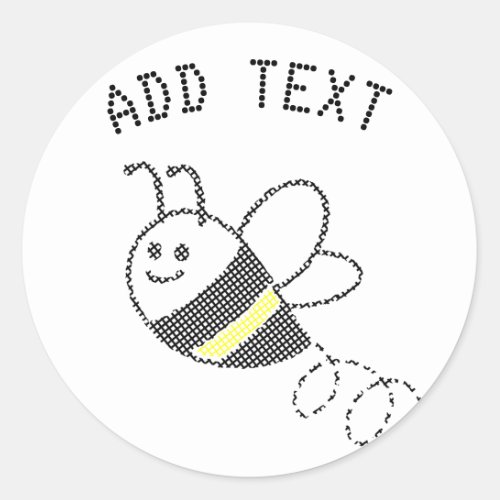 Cross Stitch Pattern Print Cute Bee Baby Shower Classic Round Sticker