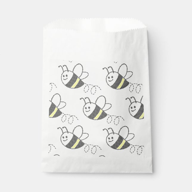 Cross Stitch Pattern Print Cute Bee Baby Shower Favor Bag (Front)
