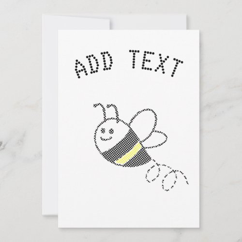 Cross Stitch Pattern Print Cute Bee Baby Shower Invitation