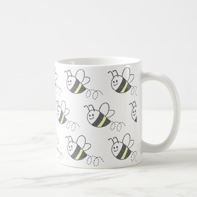 Cross Stitch Pattern Print Cute Bee  Coffee Mug (Right)