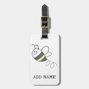 Cross Stitch Pattern Print Cute Bee Luggage Tag