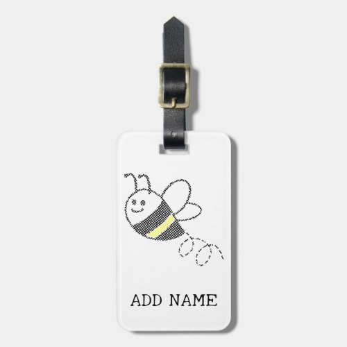 Cross Stitch Pattern Print Cute Bee  Luggage Tag