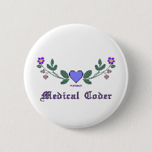Cross Stitch Print Medical Coder Pinback Button