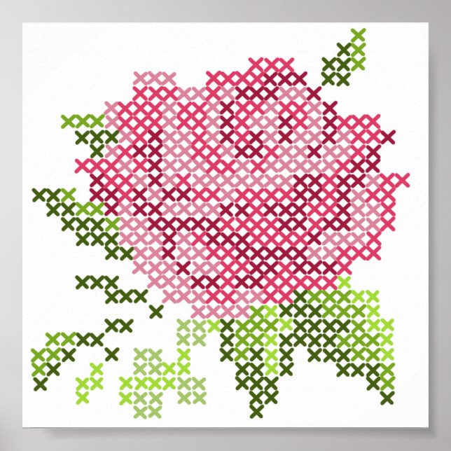 Cross Stitch Rose Poster (Front)