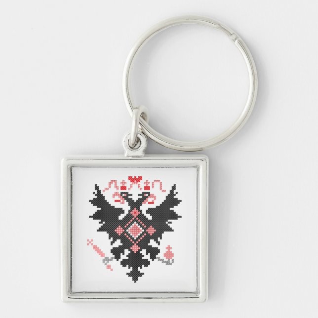 Cross-stitch RUSSIAN IMPERIAL TWO-HEADED EAGLE Keychain (Front)