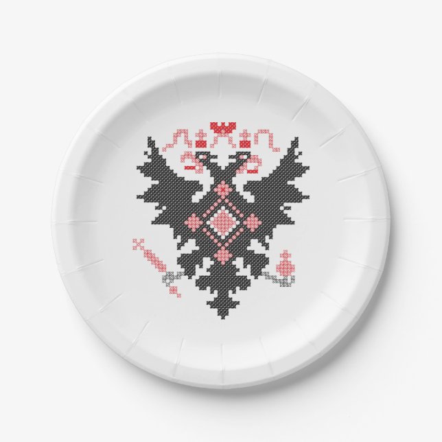 Cross-stitch RUSSIAN IMPERIAL TWO-HEADED EAGLE Paper Plates (Front)
