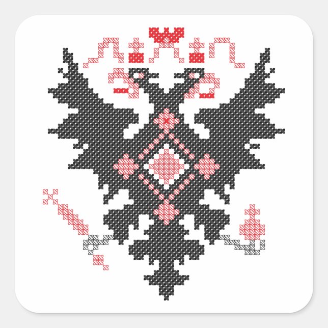 Cross-stitch RUSSIAN IMPERIAL TWO-HEADED EAGLE Square Sticker (Front)