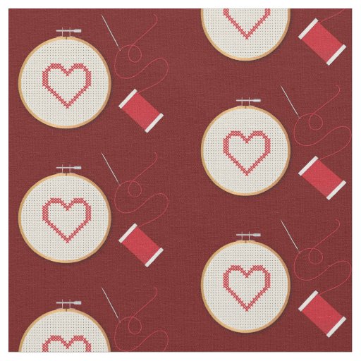 Cross Stitch Sewing Heart Fabric