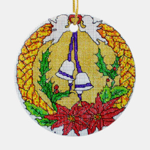 Cross Stitch Style Christmas Ornament