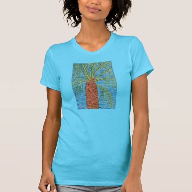Cross Stitched Palm Tree By Julia Hanna T-Shirt (Front)