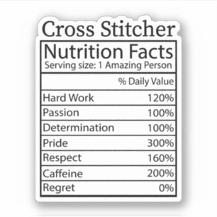 Cross Stitcher Nutrition Facts, Cross Stitch Sticker