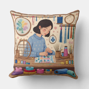 Cross Stitching as a Hobby Throw Pillow