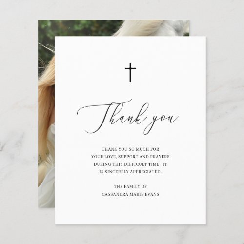 Cross Sympathy Funeral Photo Budget Thank You Card