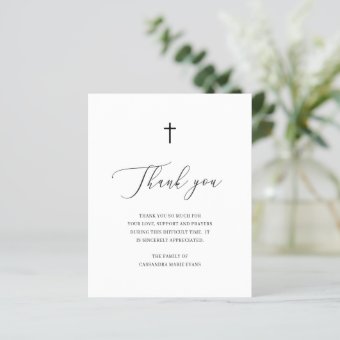 Cross Sympathy Funeral Photo Budget Thank You Card | Zazzle