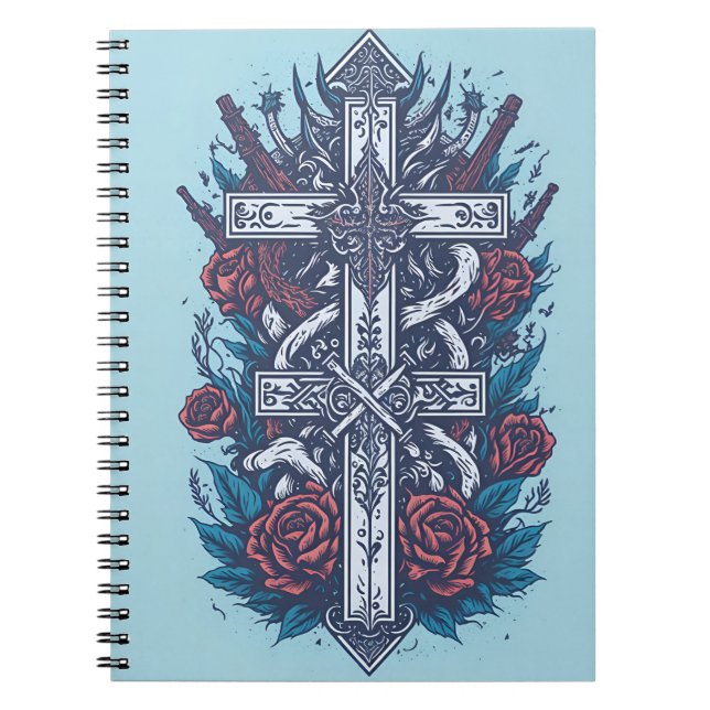 cross tattoo flower 22 notebook (Front)