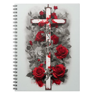 cross tattoo flower 2 notebook