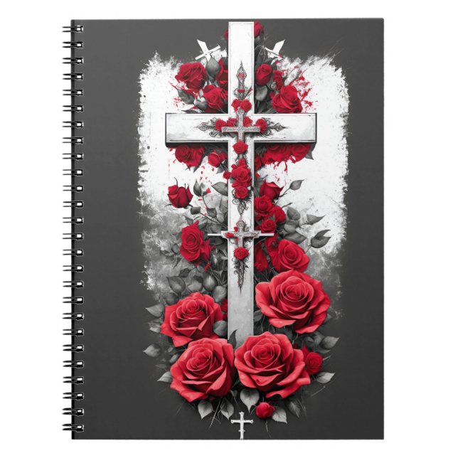 cross tattoo flower 6 notebook (Front)