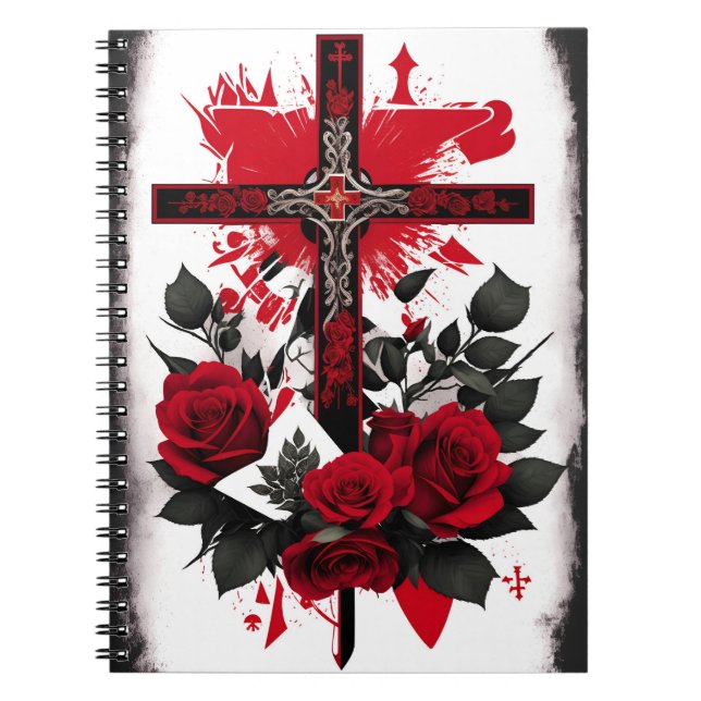 cross tattoo flower 7 notebook (Front)