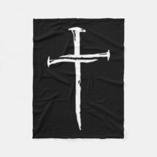 Cross Three Nails Christian Vintage 1 Cross 3 Nail Fleece Blanket