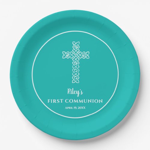 Cross Turquoise Blue Communion Baptism Christening