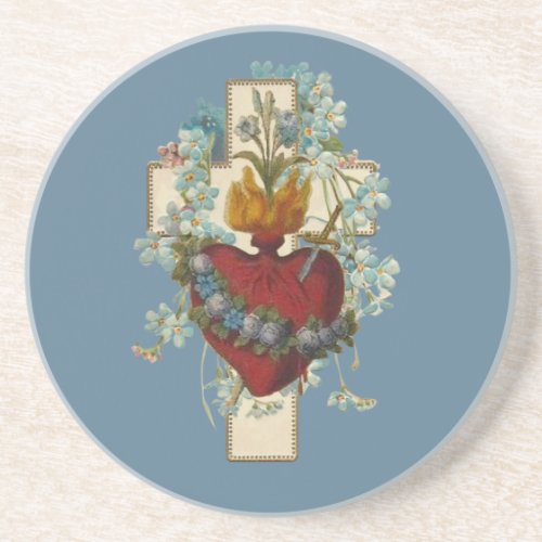 Cross Virgin Mary Immaculate Heart Religious  Coaster