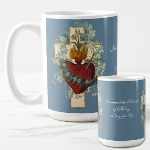Cross Virgin Mary Immaculate Heart Religious  Coffee Mug
