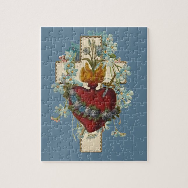 Cross Virgin Mary Immaculate Heart Religious Jigsaw Puzzle (Vertical)