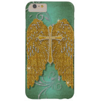 Cross w Glitter Diamond Jewel Look Angel Wings Barely There iPhone 6 Plus Case