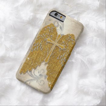 Cross W Glitter Diamond Jewel Look Angel Wings Barely There Iphone 6 Case by PatternsModerne at Zazzle