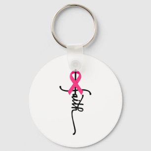 Cross Warrior Survivor Pink Ribbon Breast Cancer 2 Keychain