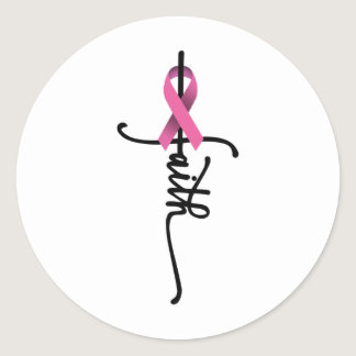 Cross Warrior Survivor Pink Ribbon Breast Cancer  Classic Round Sticker