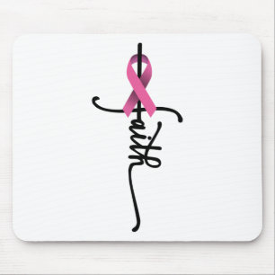 Cross Warrior Survivor Pink Ribbon Breast Cancer Mouse Pad