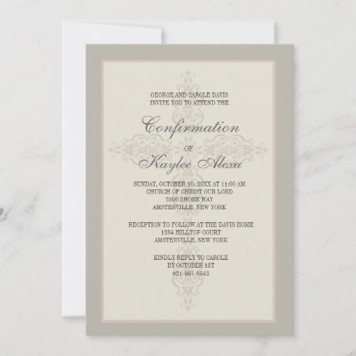Cross Watermark Religious Invitation